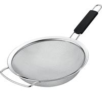 Kafoor Colador grande de malla fina de 9 pulgadas con mango de goma termoplástica, tamiz de malla fina de acero inoxidable, ideal para colar pasta, quinua y arroz