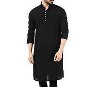 Kaftan Hombres Abaya Musulmanes Árabes Islámicos Ropa Hombres Musulmanes Estampado Caftán Islámico Royalty Dubai Robe O-Cuello Manga Larga Túnicas Retro Abaya Suelto Kandoura, G negro., XXL