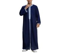 Kaftan Hombres Abaya Ropa de oración para Hombres Ropa Árabe Ropa Islámica Thobe Marruecos Túnica Musulmana Afgana Túnica Árabe Oración Eid Ropa, #04-azul, M