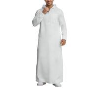 Kaftan Hombres Djellaba Hombres Musulmanes Ramadán Qamis Con Capucha Oración Islámica Abaya Manga Larga Thobe Marroquí Caftán Jelaba Vestidos Musulmanes Étnico Maxi Vestido Islámico Ropa, P blanco