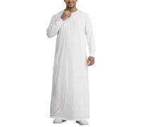 Kaftan Hombres Musulmanes Bata Hombres Musulmanes Vestido Islámico Dubai Ropa de Oración Hombres Vestidos Musulmanes Étnicos Maxivestido Ramadán Batas Taiji Ropa Islámica, Q blanco., L