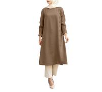 Kaftan Mujeres Largas Abaya Vestidos Musulmanes Retro Ropa de Oración Para Mujeres Musulmanas Kaftan Dubai Robe Oriente Medio Étnico Estilo Saudita Árabe Afgano Bata Árabe Islámica Ropa, 03# Khaki, L