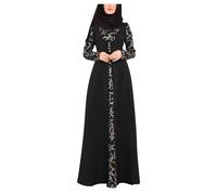 Kaftans - Vestido largo de manga larga para mujer, estilo musulmán Abaya, talla grande, vestido largo Eid, túnica media, modesto, 01#_negro, 4XL