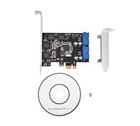 Kafuty PCI-E PCI-Express al Adaptador Interno de Tarjeta de Puerto USB 3.0 de 2 Puertos y 19 Pines con Perfil bajo, IC Maestro, 4 Seguros Independientes, Interfaz PCI-E enchapada en