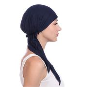 kaGeneric267.13 - Turbante envolvente de algodón para mujer, cabeza musulmana, gorros para mantenerse despertados (azul marino, talla única)
