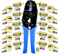 Kagni 10 conectores SMA macho a hembra y herramienta de crimpado coaxial para cable de extensión de antena wifi RG174 RG316
