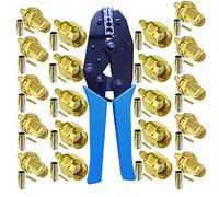 Kagni 10 conectores SMA macho a hembra y herramienta de crimpado coaxial para cable de extensión de antena wifi RG174 RG316
