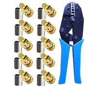 Kagni 10 conectores SMA macho y herramienta de crimpado de cable coaxial, cable RG58 para cable de extensión de antena SMA WIFI