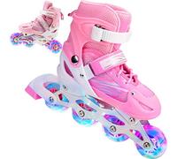 Kagodri Patines de ruedas 2 en 1, 4 tamaños, ajustables, para niños y adultos, patines de ruedas intermitentes para exteriores