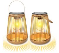 KagoLing Farolas Solares Exterior, 2 Piezas Luz Solar Colgante Metal de Ratán, IP65 LED Impermeable Decoraciones Lampara Solar Exterior para Jardín, Terraza, Balcón, Césped, Porche, Patio, Camping