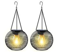 KagoLing Farolillos Solares Exterior, Farolas Solares Exterior Colgantes 2 Piezas IP65 Impermeable Lamparas Solares Exterior de Metal Decorativa para Jardin, Acampar, Jardín, Terraza, Porch