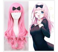 Kaguya-sama: Love is War Fujiwara Chika Cosplay peluca de pelo largo y liso cabello rosado mujeres Lolita pelo Halloween carnaval disfraz