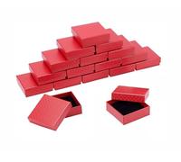 Kaguyo 15 cajas de joyería de cartón blanco, cajas de papel kraft, caja de regalo de joyería para anillos y aretes, embalaje de joyería, cajas pequeñas de aretes de 5 x 5 x 2,2 cm (20 cajas rojas)