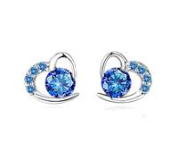 Kaguyo - Pendientes de plata de ley 925 chapados en oro rosa con circonitas transparentes y amatistas, para mujeres y niñas, regalo de cumpleaños, Cristal, Circonia cúbica