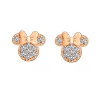 Kaguyo Pendientes de plata para mujer, plata de ley 925 chapada en oro rosa, pavé de cristal de circonita transparente, bonitos pendientes de ratón para mujeres y niñas (rose gold)