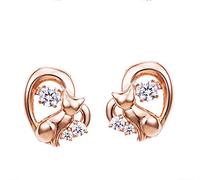 Kaguyo - Pendientes de plata para mujer y niña, de plata de ley y circonita, diseño de corazón dulce con texto en inglés "Love You to the Moon", para mujeres y niñas, regalo de cumpleaños, Cristal,