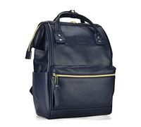 Kah&Kee Mochila Cuero Portatil 14 Pulgadas Para Mujeres Y Hombres (Azul marino)