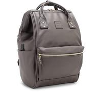 Kah&Kee Mochila Cuero Portatil 14 Pulgadas Para Mujeres Y Hombres (Gris)