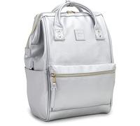 Kah&Kee Mochila Cuero Portatil 14 Pulgadas Para Mujeres Y Hombres (Plata)