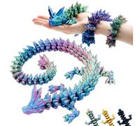 KAHAUS Dragón 3D - Escultura de dragón de 60 cm | Dragón mágico en azul verde-violeta | Figura móvil para niños, coleccionistas y fanáticos de la fantasía (azul-verde-morado)