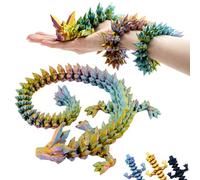 KAHAUS Dragón 3D - Escultura de dragón de 60 cm | Dragón mágico en rojo, amarillo y verde | Figura móvil para niños, coleccionistas y fanáticos de la fantasía