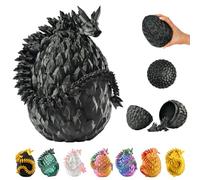 KAHAUS Figura decorativa y coleccionable de 30 cm con huevo de 10 cm, diseño de dragón de fantasía negro