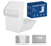 KAHCOP 8 soportes para sábanas bajeras con correas invisibles antideslizantes para todos los colchones, mantiene las sábanas firmes y tensas, fácil instalación y duradero, color blanco (12 cm de alto)