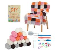 KAHCOP Juego de agujas de ganchillo para principiantes, manta Granny Square, juego de crochet con agujas de ganchillo de 2,5 mm y 4,0 mm, hilo de ganchillo de 5 capas, accesorios, juego de ganchillo