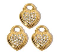 KAHDGSS 3 elegantes colgantes de corazón francés con diamantes de imitación, dije único de corazón para diseños distintivos de joyería, colgante adornado con diamantes de imitación, talla única, como