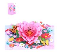 KAHDGSS 3D Greeting Card with Envelope For Mom Elegant Flower Butterfly Paper Celebration Handmade For Women Office Display Card