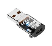 KAHDGSS Adaptador de carcasa transparente para laptop, teléfono celular, extensor USB-A con indicadores de luz tipo C hembra a USB A macho, convertidor de transferencia de datos