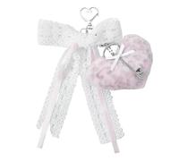 KAHDGSS Adorable llavero difuso Elegante llavero con lazo con patrón de leopardo y detalle de corazón dulce para uso diario Organizador de llaves con estampado de leopardo