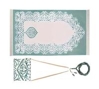 KAHDGSS Alfombra de oración musulmana con tasbih y bolsa portátil para mujeres y hombres, tapete de oración islámico para Ramadán, juego de alfombras de oración con bolsa y cuentas