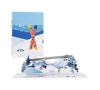 KAHDGSS Artistic Skiing Snowscape Popup Greeting Card Handmade Christmas New Year Decoration Gift for Women Kids Handmade Paper Carving Christmas Card