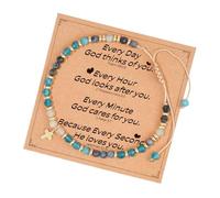 KAHDGSS Brazalete De Piedra Espiritual con Tarjeta Bendición Joyería Fe para Mujeres Mamá Hermana En Pascua Navidad Cumpleaños Pulsera Cristiana con Tarjeta Mensaje