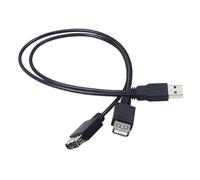 KAHDGSS Cable adaptador USB 2.0 Y macho a doble puerto hembra de 40 cm, cable de función activa para discos duros, carga de teléfono, cable adaptador USB