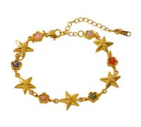 KAHDGSS Cadena de muñeca única de aleación de moda que muestra múltiples abalorios, incluyendo flores y corazones para un buen aspecto, dije de corazón floral, talla única, como se describe