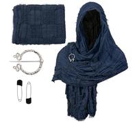 KAHDGSS Capa de bufanda del festival renacentista con alfiler Accesorio de disfraz de tierra baldía medieval Mezcla de algodón Chal de mago angustiado Envoltura Capa medieval