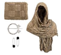 KAHDGSS Capa de bufanda del festival renacentista con alfiler Accesorio de disfraz de tierra baldía medieval Mezcla de algodón Chal de mago angustiado Envoltura Capa medieval