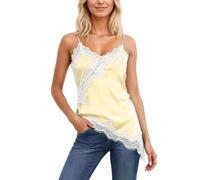 KAHDGSS Chaleco de Lujo para Mujer con Cuello en V y Ribete de Encaje Satén de poliéster para Actividades diarias Ropa de Club Tejido práctico y Transpirable Camisola Holgada