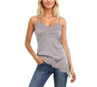 KAHDGSS Chaleco de Lujo para Mujer con Cuello en V y Ribete de Encaje Satén de poliéster para Actividades diarias Ropa de Club Tejido práctico y Transpirable Camisola Holgada