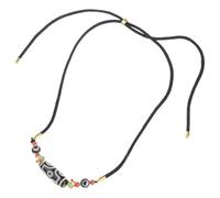 KAHDGSS Collar tibetano de cuentas Dzi, cadena de cuello con símbolo de nueve protecciones para los ojos hecha a mano para rituales de equilibrio energético, joyería de energía mística