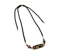 KAHDGSS Collar tibetano de cuentas Dzi, cadena de cuello con símbolo de nueve protecciones para los ojos hecha a mano para rituales de equilibrio energético, joyería de energía mística