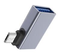 KAHDGSS Convertidores USB A a microUSB OTG en ángulo recto que ahorran espacio, carga directa y control de periféricos en smartphones, tabletas, adaptadores USB OTG con puerto de carga