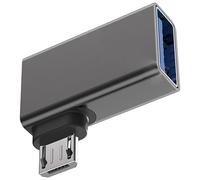 KAHDGSS Convertidores USB A a microUSB OTG en ángulo recto que ahorran espacio, carga directa y control de periféricos en smartphones, tabletas, adaptadores USB OTG con puerto de carga
