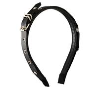 KAHDGSS Diadema punk de piel sintética con hebilla de metal para Halloween, cosplay, festivales de música y eventos, diademas con hebilla de cinturón