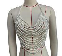 KAHDGSS Elegante Cadena De Joyería Para Cuerpo Con Perlas Accesorio Portátil Creadores Tendencias Y Entusiastas Trajes Elegantes Mujeres Accesorio Noche Romántico