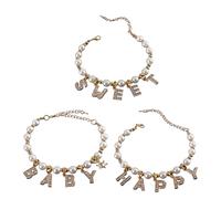 KAHDGSS Elegante collar de perlas artificiales con diamantes de imitación con dije de letra para mascotas, collar de fiesta para gatos, 3 unidades