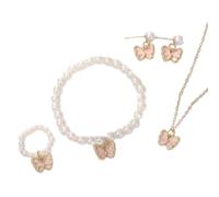 KAHDGSS Juego de joyas de perlas de imitación de moda, conjunto único de perlas de imitación de mariposa para eventos especiales de niñas pequeñas