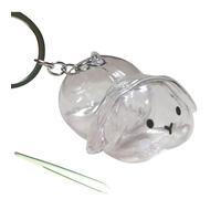 KAHDGSS Llavero de gran capacidad con forma de conejo para coleccionista de pelo, transparente, estuche de almacenamiento de pieles de mascotas, llavero colgante con pinzas, contenedor decorativo para